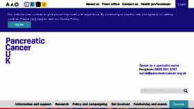What Pancreaticcancer.org.uk website looked like in 2018 (5 years ago)