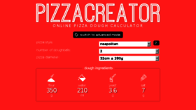 What Pizzacreator.net website looked like in 2018 (5 years ago)