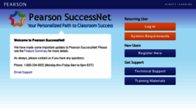 What Pearsonsuccessnet.com website looked like in 2018 (5 years ago)