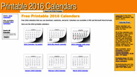 What Printable2016calendars.com website looked like in 2018 (5 years ago)