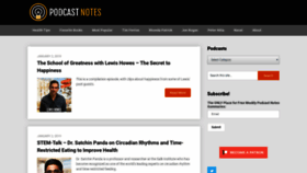 What Podcastnotes.org website looked like in 2019 (5 years ago)