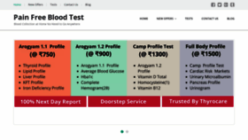 What Painfreebloodtest.com website looked like in 2019 (5 years ago)