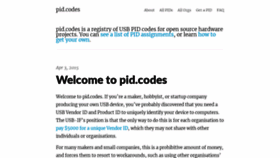 What Pid.codes website looked like in 2019 (4 years ago)