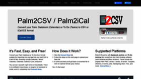 What Palm2csv.com website looked like in 2020 (3 years ago)