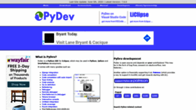 What Pydev.org website looked like in 2020 (3 years ago)