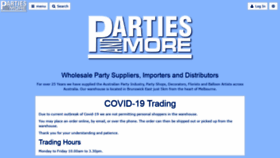 What Partiesandmore.com.au website looked like in 2020 (3 years ago)