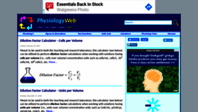 What Physiologyweb.com website looked like in 2020 (3 years ago)