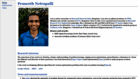 What Praneethnetrapalli.org website looked like in 2021 (5 years ago)