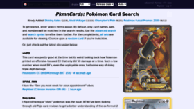 What Pkmncards.com website looked like in 2021 (3 years ago)