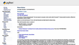 What Planetpython.org website looked like in 2021 (4 years ago)