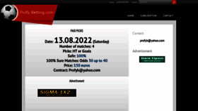What Profy-betting.com website looked like in 2022 (1 year ago)