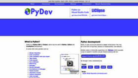 What Pydev.org website looked like in 2023 (This year)