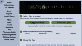 What Pixeldrain.com website looks like in 2024 