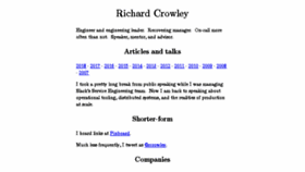 What Rcrowley.org website looked like in 2018 (5 years ago)