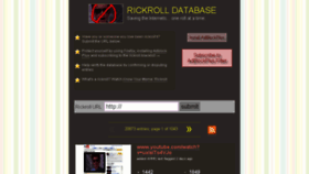 What Rickrolldb.com website looked like in 2018 (5 years ago)