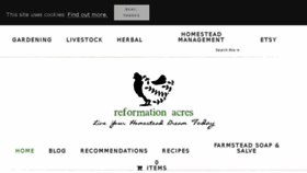 What Reformationacres.com website looked like in 2018 (5 years ago)