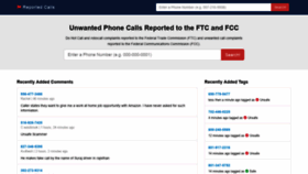 What Reportedcalls.com website looked like in 2019 (5 years ago)