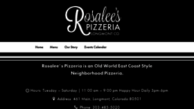 What Rosaleespizzeria.com website looked like in 2019 (4 years ago)