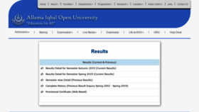 What Result.aiou.edu.pk website looked like in 2020 (4 years ago)