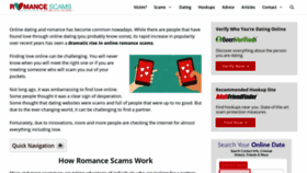 What Romancescams.org website looked like in 2020 (3 years ago)
