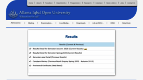 What Result.aiou.edu.pk website looked like in 2021 (3 years ago)