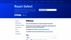 What React-select.com website looked like in 2022 (1 year ago)
