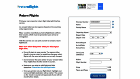 What Returnflights.net website looked like in 2022 (2 years ago)