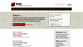 What Ruby-lang.org website looked like in 2022 (1 year ago)