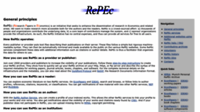 What Repec.org website looked like in 2023 (1 year ago)