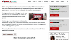 What Romancescams.org website looked like in 2023 (1 year ago)