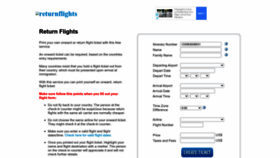 What Returnflights.net website looked like in 2023 (1 year ago)