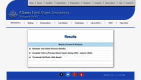 What Result.aiou.edu.pk website looks like in 2024 