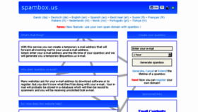 What Spambox.us website looked like in 2013 (10 years ago)