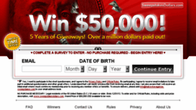 What Sweepstakesdollars.com website looked like in 2013 (10 years ago)