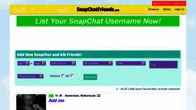 What Snapchatfriends.net website looked like in 2014 (9 years ago)