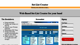 What Setlistcreator.com website looked like in 2015 (9 years ago)