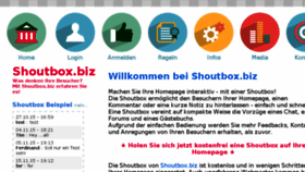 What Shoutbox.biz website looked like in 2015 (8 years ago)