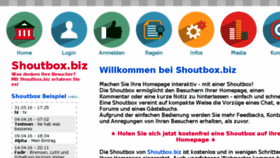 What Shoutbox.biz website looked like in 2016 (7 years ago)