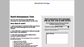 What Sendanonymoustext.com website looked like in 2017 (6 years ago)