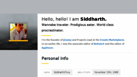 What Ssiddharth.com website looked like in 2017 (6 years ago)