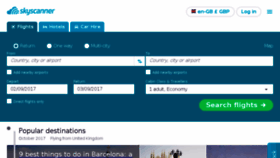 What Skyscanner.co.uk website looked like in 2017 (6 years ago)
