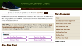 What Shoesizingcharts.com website looked like in 2018 (6 years ago)