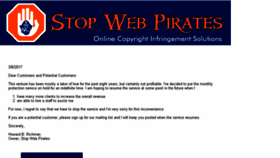 What Stopwebpirates.com website looked like in 2018 (5 years ago)