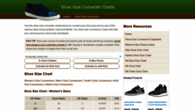 What Shoesizingcharts.com website looked like in 2019 (5 years ago)