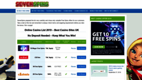 What Sevenspins.com website looked like in 2019 (4 years ago)