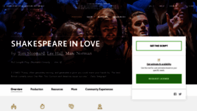What Shakespeareinlove.com website looked like in 2019 (4 years ago)