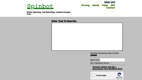 What Spinbot.com website looked like in 2020 (4 years ago)