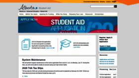 What Studentaid.alberta.ca website looked like in 2020 (4 years ago)