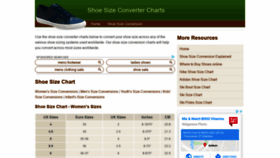 What Shoesizingcharts.com website looked like in 2020 (4 years ago)