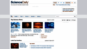 What Sciencedaily.com website looked like in 2020 (4 years ago)